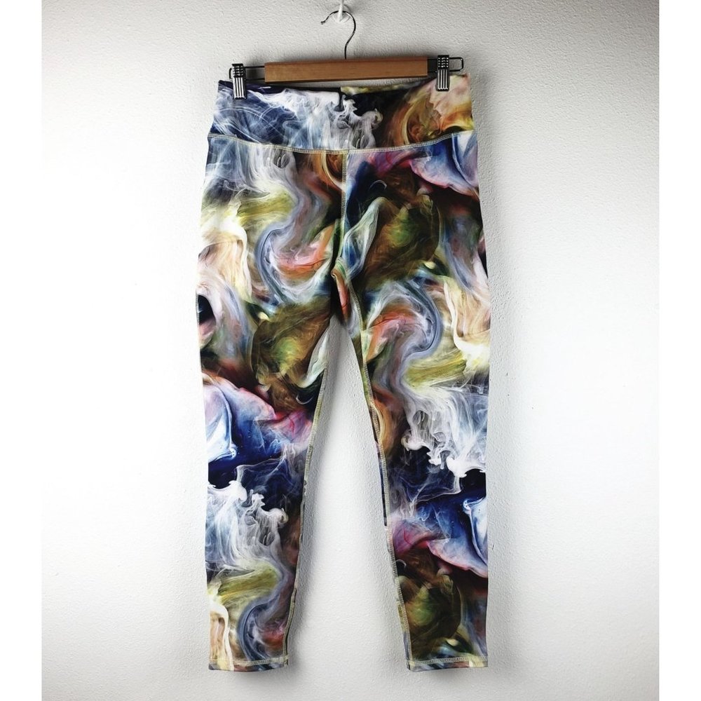 Leostar Athletica Abstract Swirl Multi Color Print Workout leggings Women's SZ 6